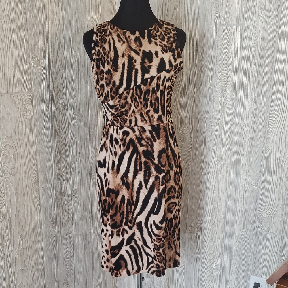 MSK Animal Print Fitted Dress